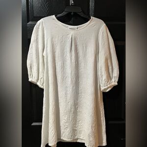 NEW Bryn Walker Cotton Waffle Knit Shift Dress With Floral Accents NWT